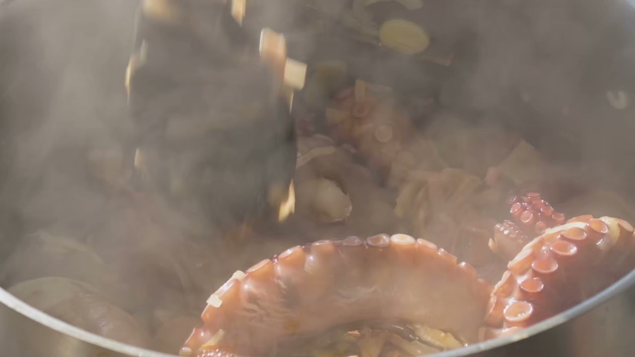 Octopus with Samian wine and grape must syrup